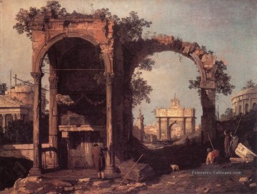 Ruines du Capriccio et bâtiments classiques Canaletto Peinture à l'huile